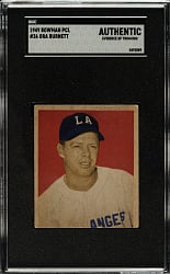1949 Bowman PCL #36 Ora Burnett SGC Authentic