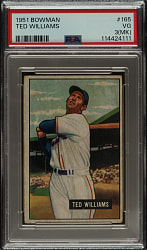 1951 Bowman #165 Ted Williams PSA VG 3 (MK)
