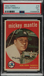 1959 Topps #10 Mickey Mantle PSA VG+ 3.5