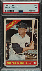 1966 Topps #50 Mickey Mantle PSA VG 3