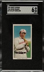 1909-1911 T206 White Border Heinie Wagner Bat On Left Shoulder SGC EX/NM 6