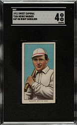 1909-1911 T206 White Border Heinie Wagner Bat on Right Shoulder SGC VG/EX 4