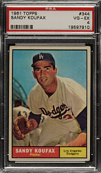 1961 Topps #344 Sandy Koufax PSA VG-EX 4