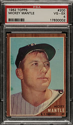 1962 Topps #200 Mickey Mantle PSA VG-EX 4