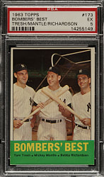 1963 Topps #173 Bombers' Best with Mickey Mantle PSA EX 5