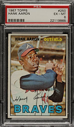 1967 Topps #250 Hank Aaron PSA EX-MT 6