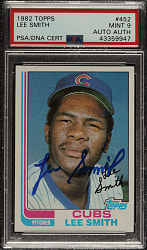 Signed 1982 Topps #452 Lee Smith Rookie PSA MINT 9