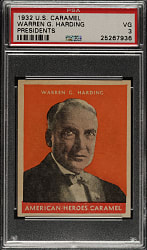 1932 R114 U.S. Caramel "Presidents" Warren Harding PSA VG 3 - Orange Background