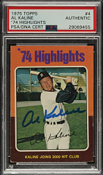 Signed 1975 Topps #4 Al Kaline Highlights - PSA/DNA