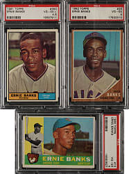 1960 to 1962 Topps Ernie Banks PSA-Graded Trio