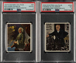 1934 Eckstein-Halpaus Grossen/Weltgeschichte PSA-Graded Pair: Benjamin Franklin and Thomas Alva Edison