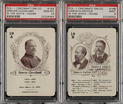 1900 PL9-1 Cincinnati Gm. Co. In the White-House PSA-Graded Pair Featuring Grover Cleveland, James Garfield, and Chester Arthur