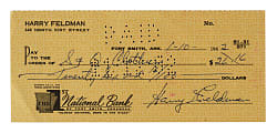 1962 Harry Feldman Signed Check