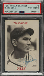 Signed 1974 TCMA Nicknames #8 Dizzy Dean - PSA/DNA