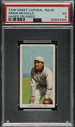 1909-1911 T206 White Border Simon Nicholls Hands On Knees PSA VG 3