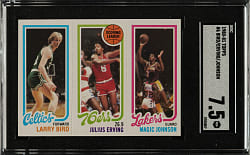 1980-1981 Topps Basketball Larry Bird/Julius Erving/Magic Johnson Rookie SGC NM+ 7.5