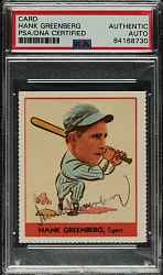 Signed 1938 R323 Goudey "Heads-Up" Reprint #253 Hank Greenberg - PSA/DNA