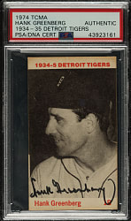 Signed 1974 TCMA 1934-1935 Detroit Tigers Hank Greenberg - PSA/DNA