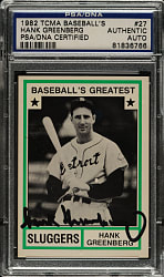 Signed 1982 TCMA Baseball's Greatest Sluggers #27 Hank Greenberg - PSA/DNA