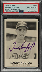 Signed 1984 TCMA Renata Galasso #244 Sandy Koufax - PSA/DNA