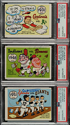 Signed 1970 Fleer World Series Trio: Lou Boudreau, Leo Durocher and Jesse Haines - PSA/DNA