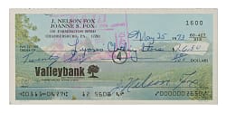 1973 Nellie Fox Signed Check