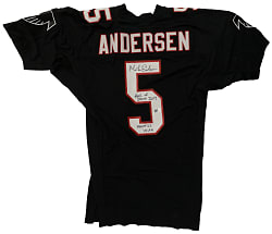 Morten Andersen Signed Atlanta Falcons Jersey with "Hall of Fame 2017" and "Practice Worn" Inscriptions