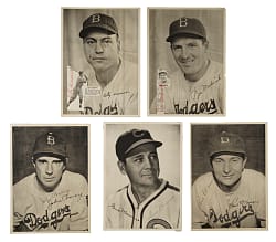 1940s Brooklyn Dodgers Picture Pack Collection (12) Including Five Signed Pictures
