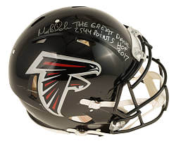 Morten Andersen Signed Atlanta Falcons Helmet with "HOF 2017" and "The Great Dame 2544 Points" Inscriptions