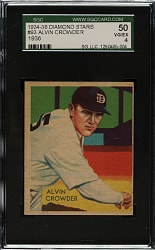 1934-1936 R327 Diamond Stars #93 Alvin Crowder SGC VG/EX 50
