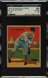 1934-1936 R327 Diamond Stars #5 Tom Bridges (1935 Green Back) SGC EX/NM 80