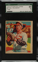 1934-1936 R327 Diamond Stars #81 Bill DeLancey (1936 Blue Back) SGC EX 60
