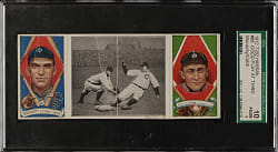 1912 T202 Hassan Triple Folder "Good Play At Third" Ty Cobb/Moriarty SGC POOR 10