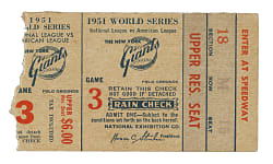 1951 New York Giants (vs. New York Yankees) World Series Game 3 Ticket Stub