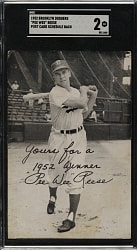 1952 Brooklyn Dodgers Schedule Cards Pee Wee Reese SGC GOOD 2