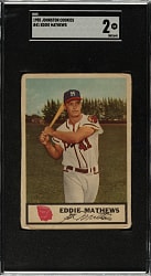 1955 Johnston Cookies #41 Eddie Mathews SGC GOOD 2