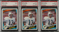 1984 Topps Football #123 Dan Marino Rookie PSA-Graded Trio