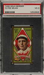 1911 T205 Gold Border Clyde Milan PSA VG 3