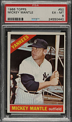 1966 Topps #50 Mickey Mantle PSA EX-MT 6