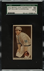 1912 T207 Brown Background William Cunningham SGC VG/EX 50 - Broadleaf Back