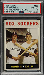1964 Topps #182 Sox Sockers with Carl Yastrzemski PSA NM-MT 8