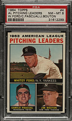 1964 Topps #4 AL Pitching Leaders with Whitey Ford PSA NM-MT 8