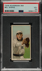 1909-1911 T206 White Border Bill Shipke PSA VG+ 3.5 - Sovereign 350 Back