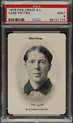 1906 Fan Craze American League Case Patten PSA MINT 9