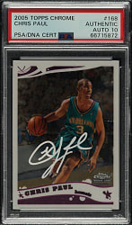 Signed 2005-2006 Topps Chrome Basketball #168 Chris Paul Rookie PSA/DNA GEM MINT 10