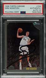Signed 1998-1999 Topps Chrome Basketball #154 Dirk Nowitzki Rookie PSA/DNA GEM MINT 10