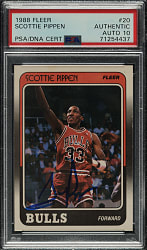 Signed 1988-1989 Fleer Basketball #20 Scottie Pippen Rookie PSA/DNA GEM MINT 10