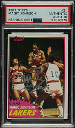 Signed 1981-1982 Topps Basketball #21 Magic Johnson PSA/DNA GEM MINT 10