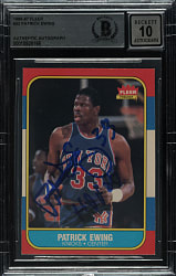 Signed 1986-1987 Fleer Basketball #32 Patrick Ewing Rookie Beckett GEM MINT 10 Signature
