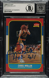 Signed 1986-1987 Fleer Basketball #77 Chris Mullin Rookie Beckett GEM MINT 10 Signature